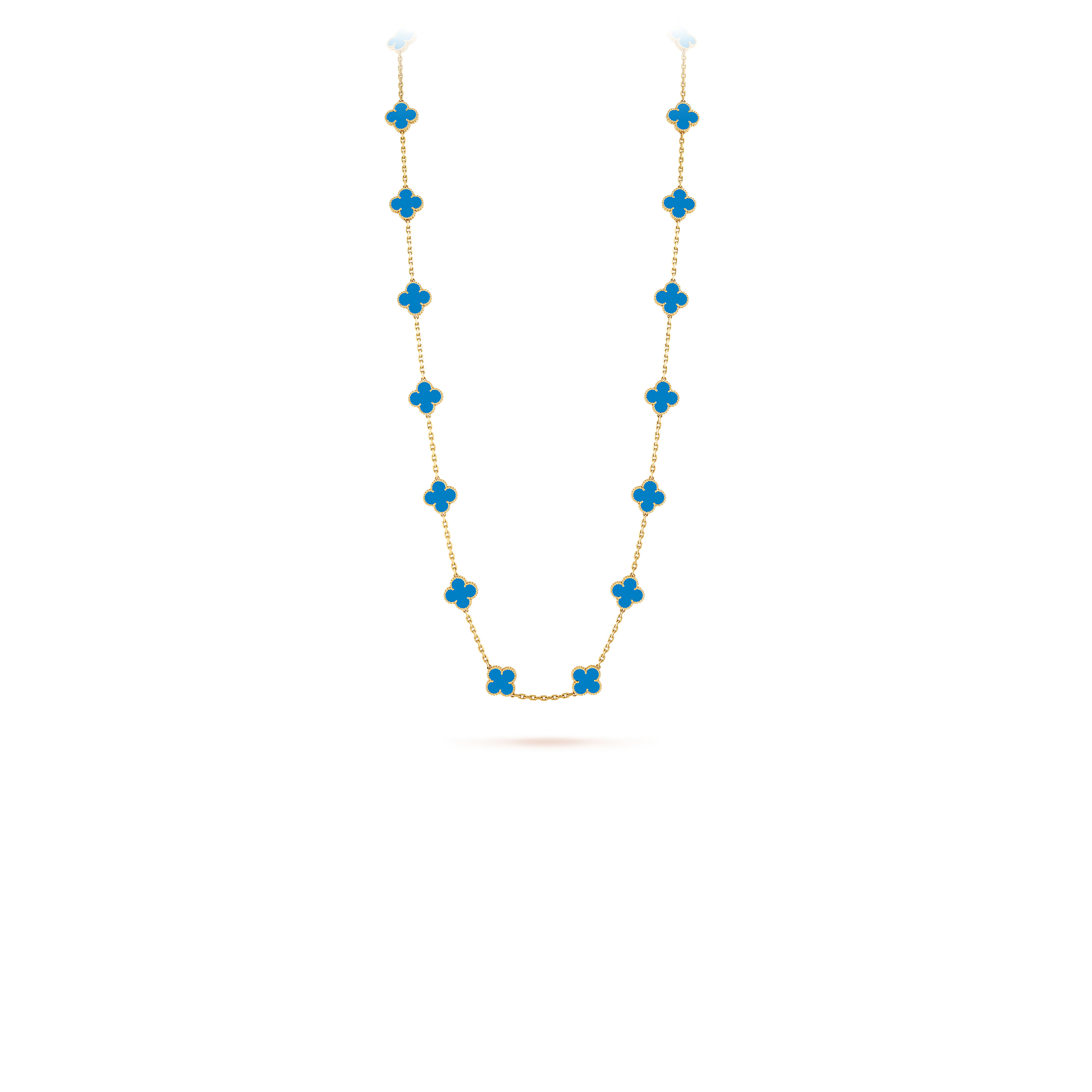 V*N CL*F arpels vintage alhambra long necklace, 20 motifs - yellow gold, agate  vcarp7rn00